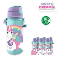Shakery i bidony sportowe - BIDON ALUMINIOWY 600 ML Z PASKIEM NA RAMIĘ SWEET DREAMS, KIDS - miniaturka - grafika 1