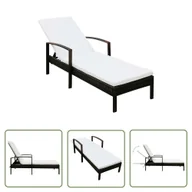 Leżaki ogrodowe - The Living Store Leżak ogrodowy z poduszką - polirattan - brązowy - Leżak - miniaturka - grafika 1