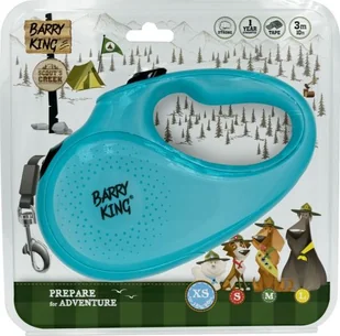 Barry King Smycz automatyczna dla psa turkusowa XS - taśma 3m, do 12kg - Smycze dla psów - miniaturka - grafika 1