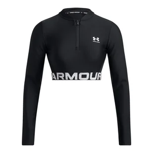 Damska Koszulka z długim rękawem UNDER ARMOUR HEATGEAR RIB 1/4 ZIP LS 1388692-001 – Czarny - Koszulki i topy damskie - miniaturka - grafika 1