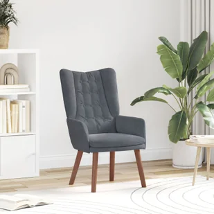 vidaXL Fotel relaksacyjny ciemnoszary welur - Fotele - miniaturka - grafika 1
