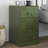 Szafki nocne - Szafka nocna oliwkowozielona 34,5x39x62 cm stalowa - miniaturka - grafika 1