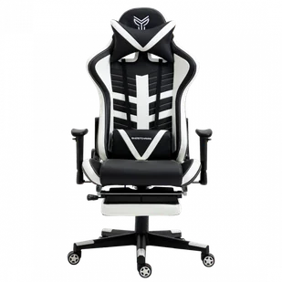 Fotel gamingowy rozkładany z podnóżkiem GHOST-SIX kolor czarno biały - Fotele gamingowe Fotel gamingowy rozkładany z podnóżkiem GHOST-SIX kolor czarno biały - Fotele gamingowe - miniaturka - grafika 1