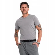 Koszulki męskie - Męski Klasyczny 100% Bawełna T-shirt Basic Szary OM-TSBS-0236 Ombre V3 S - miniaturka - grafika 1