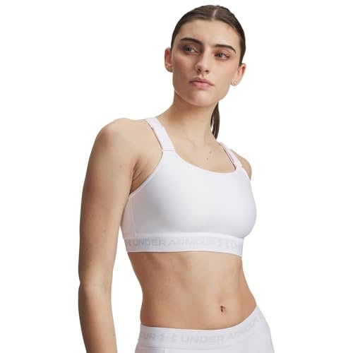 Under Armour HeatGear High - Biustonosze - Topy - Biały/Szary Halo - Rozmiar: LG