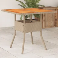 Stoły ogrodowe - Stolik ogrodowy, beżowy, 80x80x75 cm, polirattan i akacja - miniaturka - grafika 1