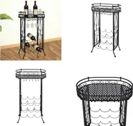 Butelki termiczne - vidaXL Stojak na wino na 9 butelek z metalowym uchwytem na kieliszki - Stojak na wino - Stojaki na wino - Stojak na butelki - Stojaki na butelki - miniaturka - grafika 1