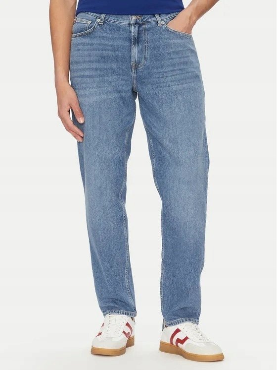 TOMMY HILFIGER MĘSKIE JEANSY PROSTE NIEBIESKIE Z BAWEŁNĄ 32/32 17CA