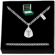 Naszyjniki męskie - Srebrny Naszyjnik Męski Próby 925 Wisiorek Medalik Pamiątka Komunii Świętej - miniaturka - grafika 1