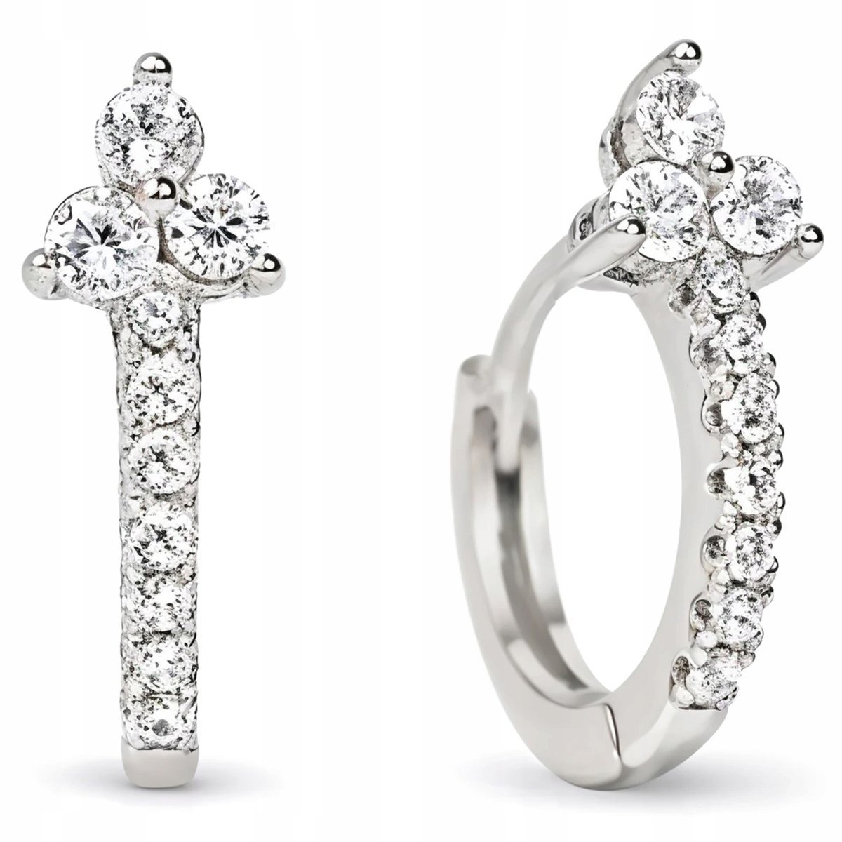 Kolczyki Srebrne 925 Z Cyrkoniami Okrągłe Ozdobne Trójkąt Piękne + Grawer