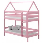 Łóżka dla dzieci i młodzieży - Różowe dziecięce łóżko piętrowe domek skandynawskie - Zuzu 3X 190x80 cm - miniaturka - grafika 1