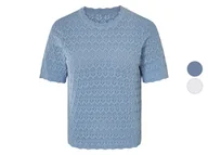 Swetry damskie - esmara® Sweter ażurowy damski z bawełny - miniaturka - grafika 1