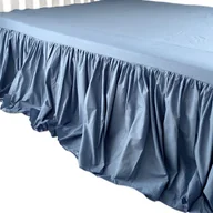 Prześcieradła - Prześcieradło Na Łóżko Bawełniane Z Ozdobną Falbanką 160X200 Cm Niebieski Jeans - miniaturka - grafika 1