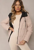 Kurtki damskie - Beżowa Pikowana Kurtka Dwustronna Wykończona Sznurkami Atitoria - miniaturka - grafika 1