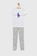 Piżamy damskie - Polo Ralph Lauren piżama bawełniana dziecięca kolor szary wzorzysta - miniaturka - grafika 1