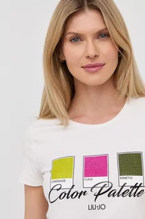 Koszulki i topy damskie - LIU JO t-shirt damski kolor biały - grafika 1
