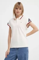 Koszulki i topy damskie - Tommy Hilfiger polo damski kolor beżowy - miniaturka - grafika 1