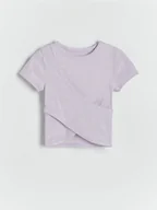 Koszulki dla dziewczynek - Reserved - Bluzka z wycięciem - lawendowy - miniaturka - grafika 1