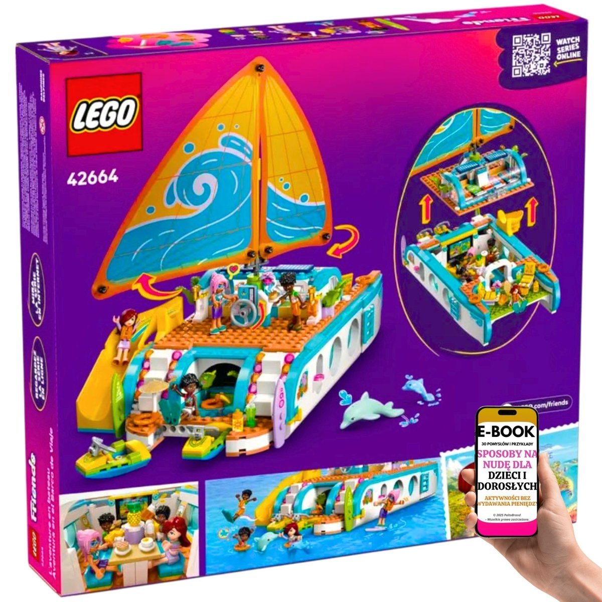LEGO FRIENDS Statek z Delfinami i Przyjaciółmi – PREZENT DLA DZIECKA KOCHAJĄCEGO PODRÓŻE – Łódź Pełna Zabawy, Relaksu i Przygód + EBOOK-3