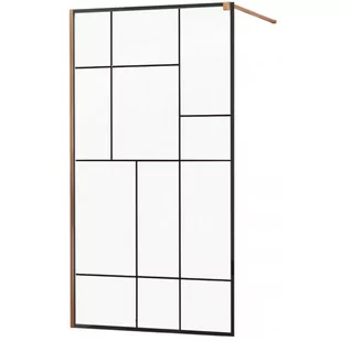 Mexen Kioto ścianka prysznicowa 80 x 200 cm, transparent/czarny wzór 8 mm, różowe złoto - 800-080-101-60-78 - Ścianki i drzwi prysznicowe - miniaturka - grafika 1