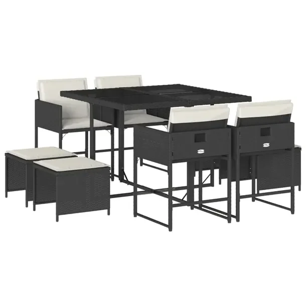 Zestaw mebli ogrodowych 110 x 106 x 73 cm, czarny, rattan PE, 4 krzesła, 4