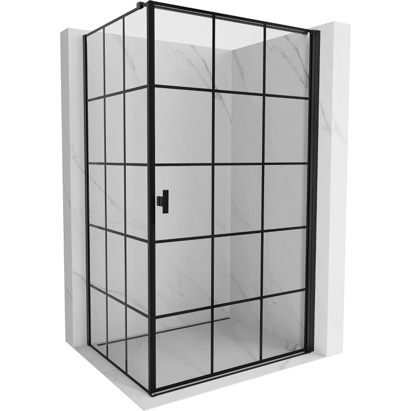 Mexen Mist-B kabina prysznicowa uchylna prawa 70 x 90 cm, czarna kratka, czarna - 8A2T-070-090-70-77-P