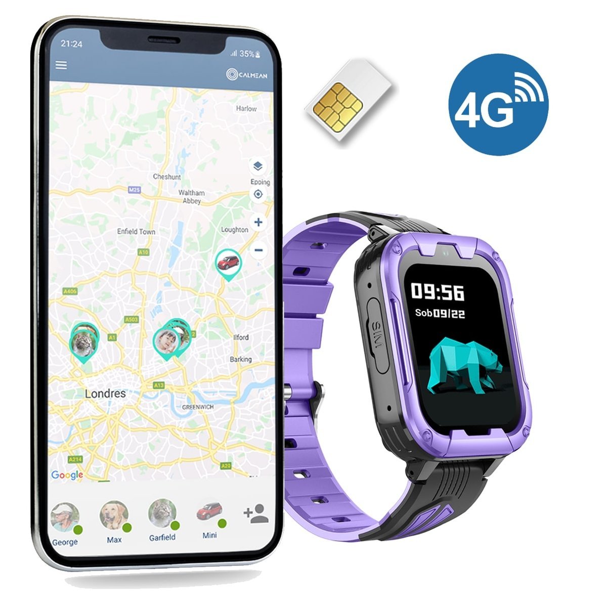 Calmean Child Watch Bravo 4G Fioletowy