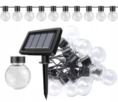 Lampy ogrodowe - GIRLANDA SOLARNA OGRODOWA LAMPKI SOLARNE ŻARÓWKI NA BALKON ŁAŃCUCH KULKI - miniaturka - grafika 1