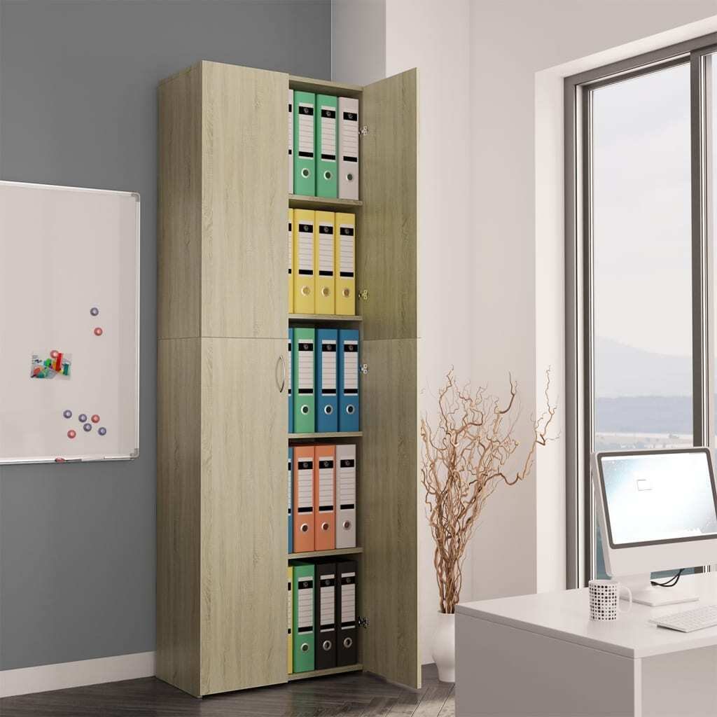 Szafka biurowa dąb sonoma 60x32x190 cm materiał drewnopochodny