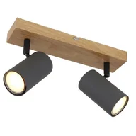 Lampy sufitowe - Globo Robby 57911-2G listwa plafon lampa sufitowa spot 2x35W GU10 grafitowy/drewniany - miniaturka - grafika 1