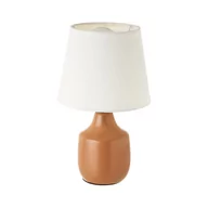 Noże stołowe - Biało-brązowa ceramiczna lampa stołowa z tekstylnym kloszem (wys. 24 cm) – Casa Selección - miniaturka - grafika 1