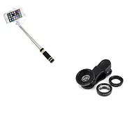Selfie stick - Foto-Pack do smartfona Alcatel 1 x 2019 (Mini Selfie Stick + obiektyw 3 w 1, Android, przycisk iOS - miniaturka - grafika 1