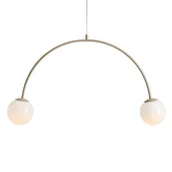 Lampy sufitowe - Salonowa lampa zwieszana Una 1116H17 Aldex kulista podwójna szkło metal beżowa - miniaturka - grafika 1