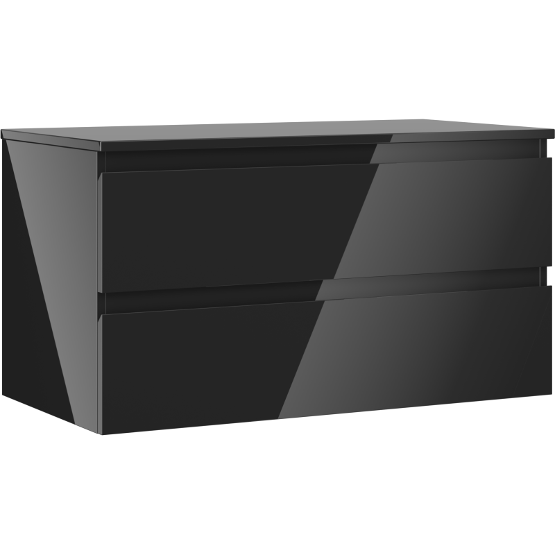 Mexen Orio szafka łazienkowa podumywalkowa 90 cm z blatem, 2 szuflady, czarna połysk - 91A10-09047-2-BFFC70