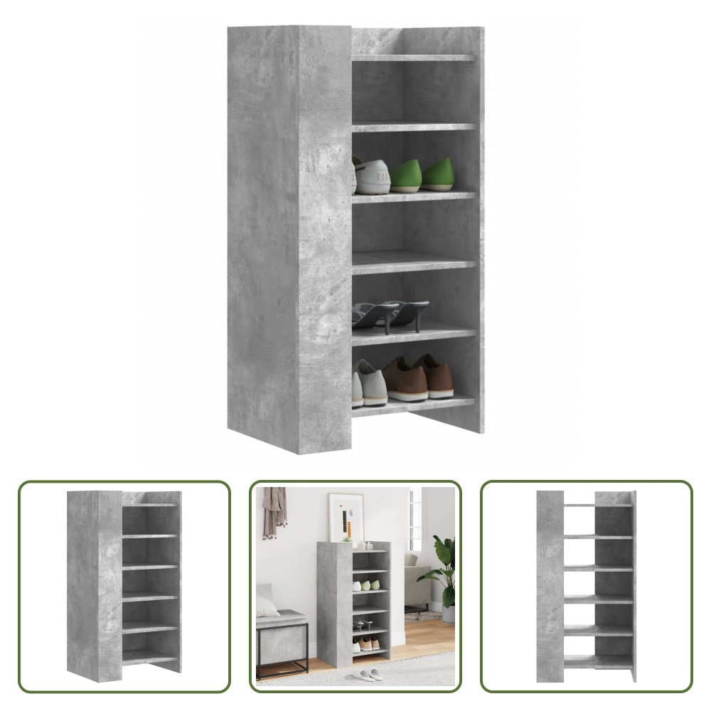 The Living Store szafka na buty betonowa szara 52x37,5x100 cm materiał drewnopochodny