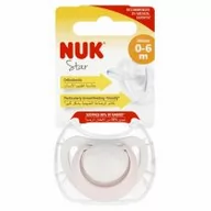 Smoczki uspokajające - Nuk Smoczek uspokajający silikonowy 0-6m Star 10730717 - miniaturka - grafika 1