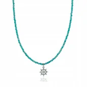 Naszyjniki - Naszyjnik Choker Amazonit Kulki Fasetowane 3mm zawieszka dł. 43cm - miniaturka - grafika 1