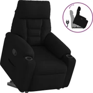 Fotele - vidaXL Podnoszony fotel rozkładany, czarny, obity tkaniną - miniaturka - grafika 1