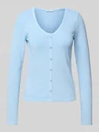 Bluzki damskie - Bluzka z długim rękawem o kroju slim fit z mieszanki bawełny - miniaturka - grafika 1