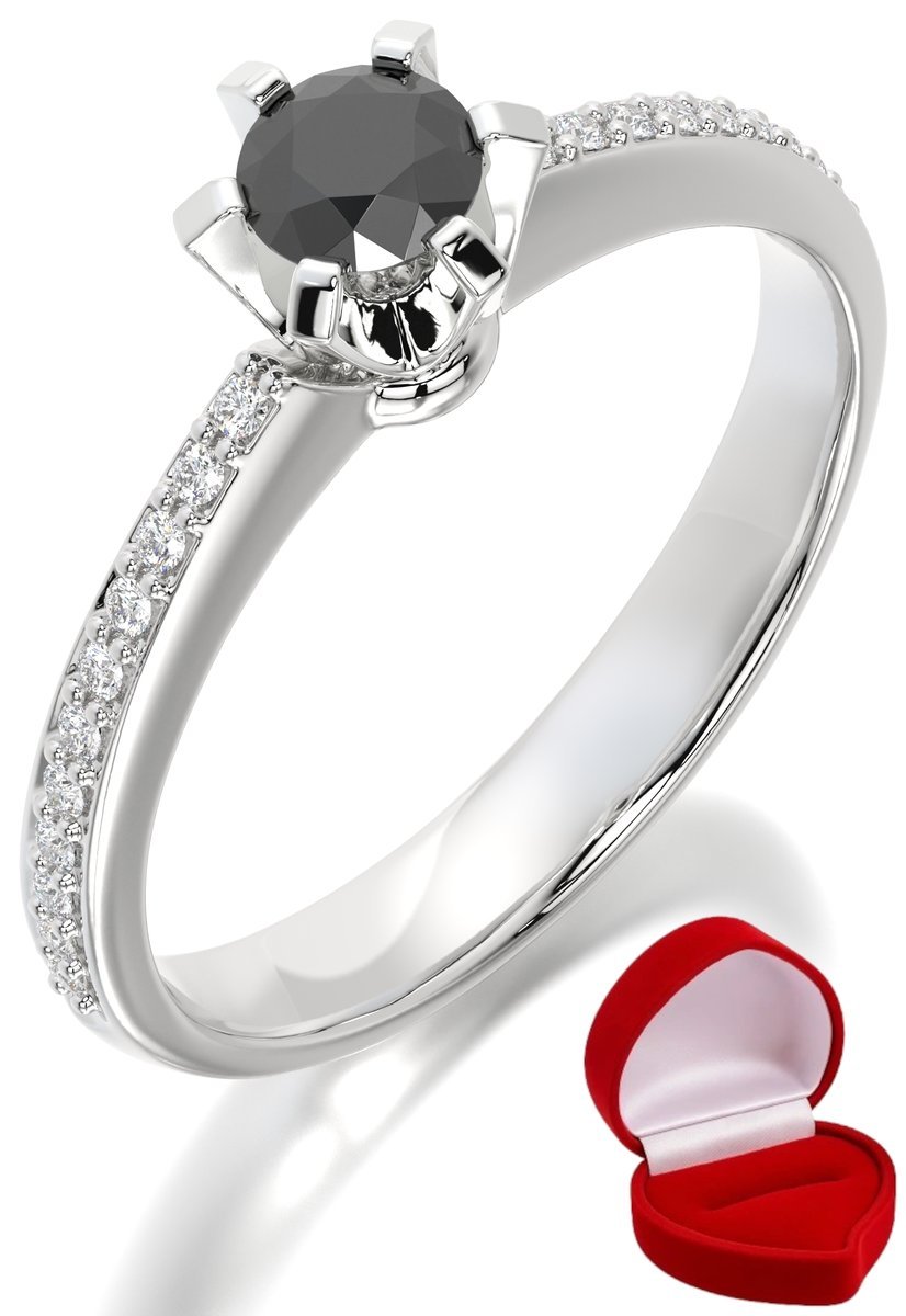 ZŁOTY PIERŚCIONEK ZARĘCZYNOWY 585 14k BRYLANT CZ. 0,19 ct BIAŁE ZŁOTO R7