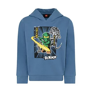 Bluzy dla chłopców - LEGO Chłopięca bluza z kapturem Ninjago Jungen LWStorm 304 bluza z kapturem, 612 Faded Blue, 140 - grafika 1