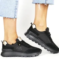 Półbuty damskie - DAMSKIE SNEAKERSY SKÓRZANE VINCEZA 41491 CZARNE - miniaturka - grafika 1
