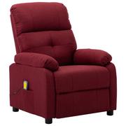 Fotele - vidaXL Rozkładany fotel masujący, czerwone wino, tapicerowany tkaniną - miniaturka - grafika 1