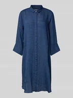 Sukienki - Sukienka koszulowa lniana o długości do kolan z rękawem o dł. 3/4 model ‘GRACY’ - miniaturka - grafika 1
