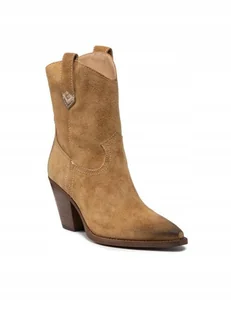 GUESS ZAMSZOWE BOTKI ZA KOSTKĘ Z KLOCKIEM MIEJSKIE 38 GPA - Botki damskie - miniaturka - grafika 1