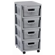 Szafki łazienkowe - Curver REGAŁ SZAFKA INFINITY 4x11L AŻUROWY 3253924356006 - miniaturka - grafika 1
