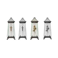 Lampiony i znicze - Znicz szklany Kapliczka szklana trapez 25,5 cm mix - miniaturka - grafika 1