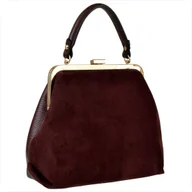 Torebki damskie - Damska torebka bordowa skóra naturalna zamszowa bigiel retro - miniaturka - grafika 1