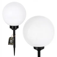 Lampy ogrodowe - Lampa SOLARNA Ogrodowa LED BIAŁA KULA Wbijana 25cm - miniaturka - grafika 1