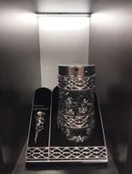 Lampiony i znicze - ZNICZ LAMPION WITRAŻ AKRYL MOZAIKA CZARNA-SREBRNA - miniaturka - grafika 1